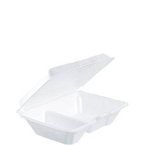 Foam Hinged Lid Container 9.3" - Two Compartment