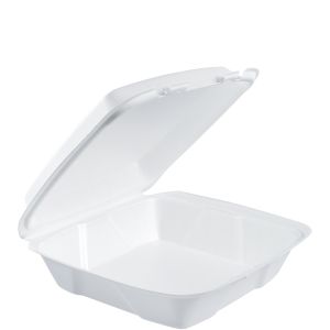 Foam Hinged Lid Container 9" - Single Compartment