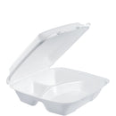 Foam Hinged Lid Container 9" - Three Compartment