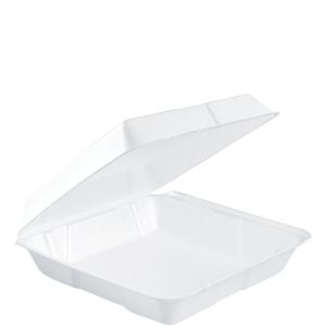 Foam Hinged Lid Container 9.5" - Single Compartment