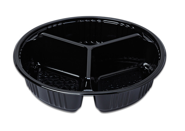 Black PET Side Dish Tray 3 Compartment PET 반찬용기 3칸
