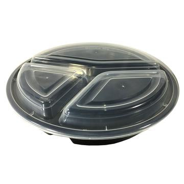 Plastic Round 3-Comp Container (48 oz)