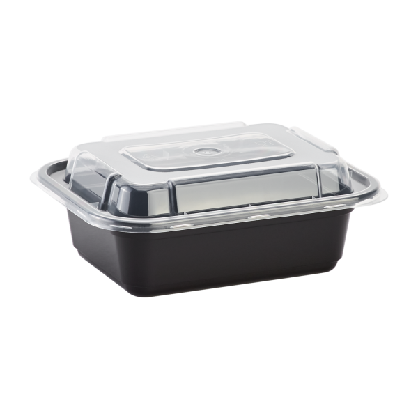 Black Food Container Rectangular Combo Pack 12oz.