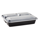 Black Food Container 3-Comp Rectangular Combo Pack 32oz.