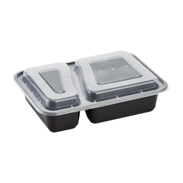 Black Food Container 2-Comp Rectangular Combo Pack 30oz.