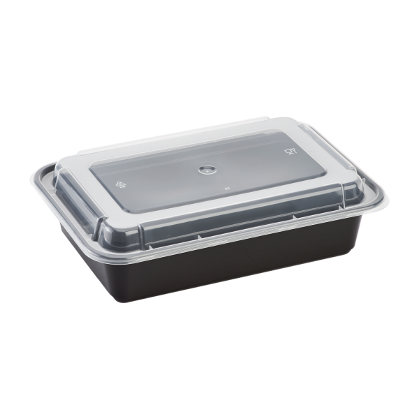 Black Food Container Rectangular Combo Pack 38oz.