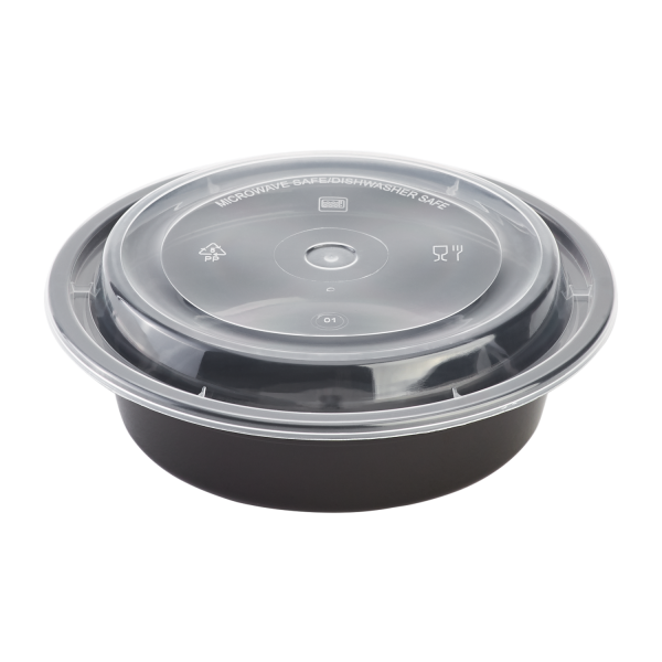 Black Food Container Round Combo Pack 16oz.
