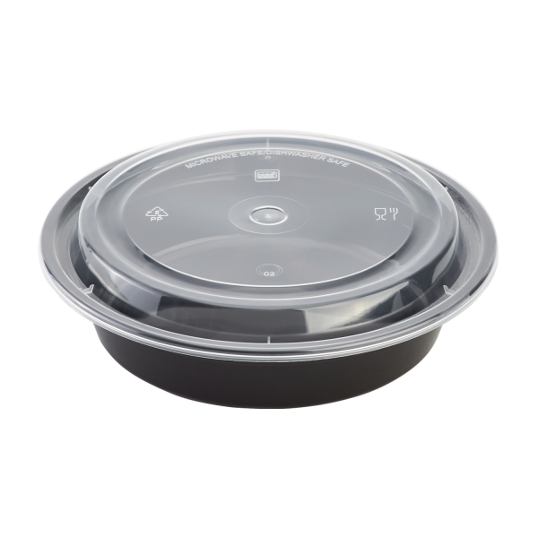 Black Food Container Round Combo Pack 24oz.