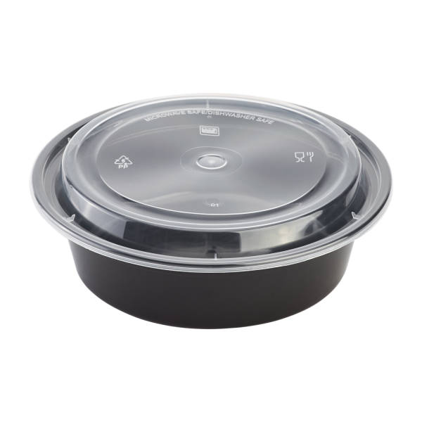 Black Food Container Round Combo Pack 32oz.