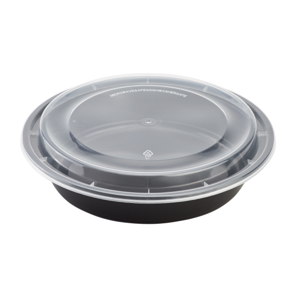 Black Food Container Round Combo Pack 48oz.