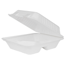 Bagasse Hinged Container 8" Three Compartment