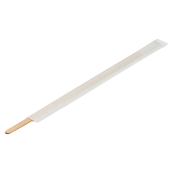 Wooded 7.5" Coffee Stirrer, Paper Wrapped